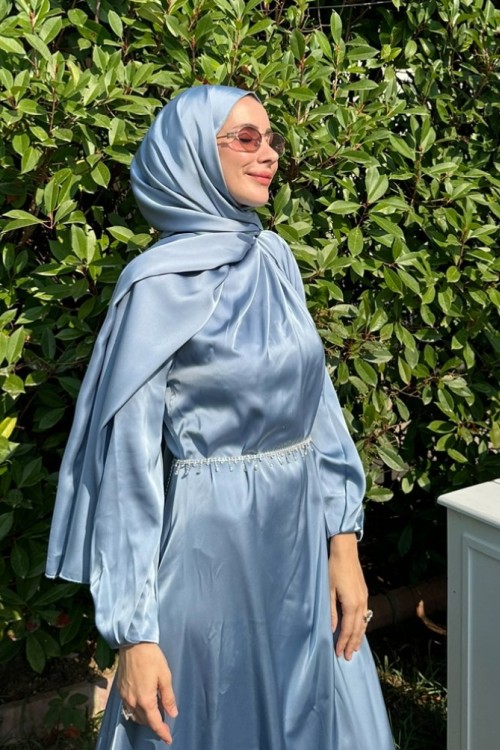 Abiye Şal Mavi