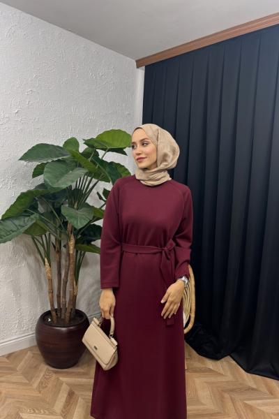 Alara Oyşo Kumaş Elbise  Bordo
