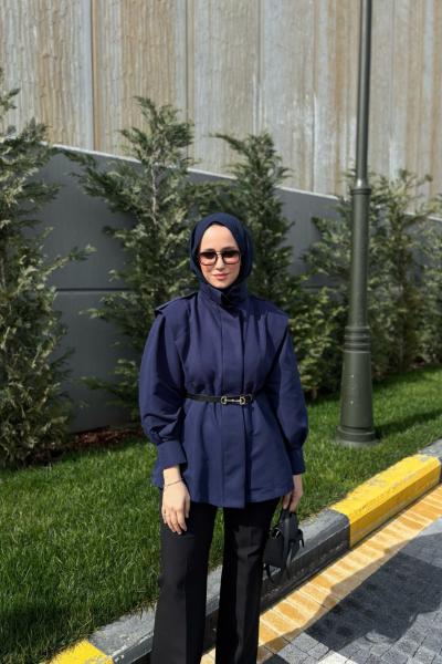 Apolet Detay Trenç Lacivert