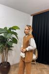 Arden Kaşe Yelekli Takım Camel