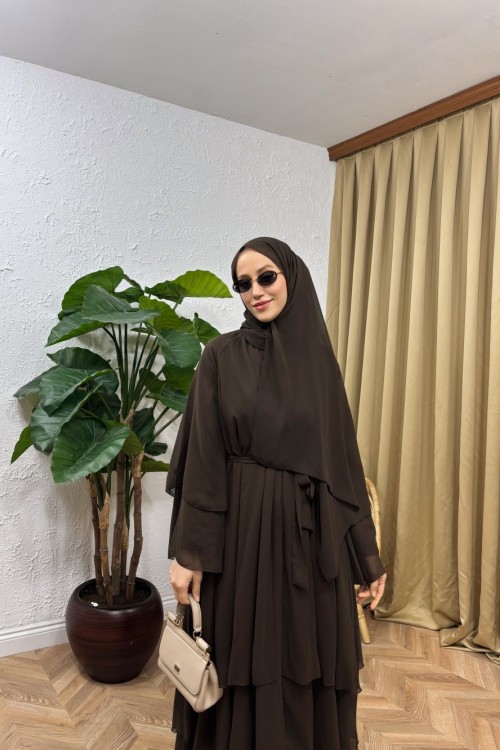 Asil 2’li Abaya Kahverengi