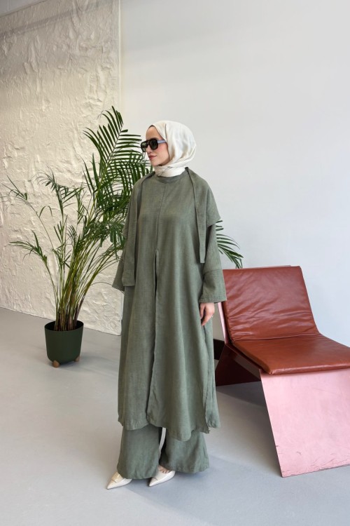 Beige 3’lü Keten Takım Yeşil
