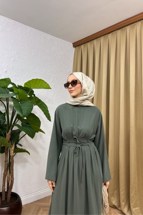 Belle Bel Detay Elbise Yeşil