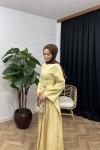 Bellezza Broş Detaylı Elbise Sarı