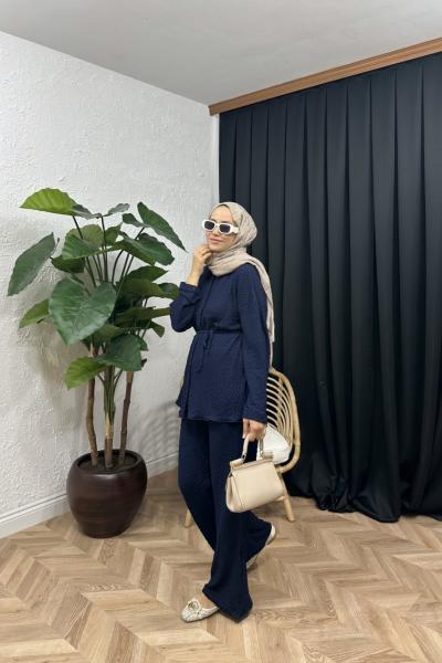 Bürümcük Örme Pantolon Takım Lacivert