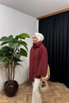 Cozy Atkılı Kaban Bordo