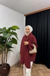 Cozy Atkılı Kaban Bordo