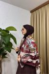 Desenli Omuz Şalı Bordo