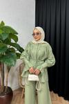 Dolce Manşet Detaylı Takım Mint Yeşili