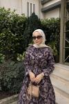 Douce Şal Desen Elbise Mürdüm