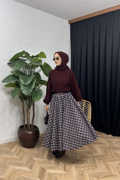 Ekoseli Etek Mürdüm