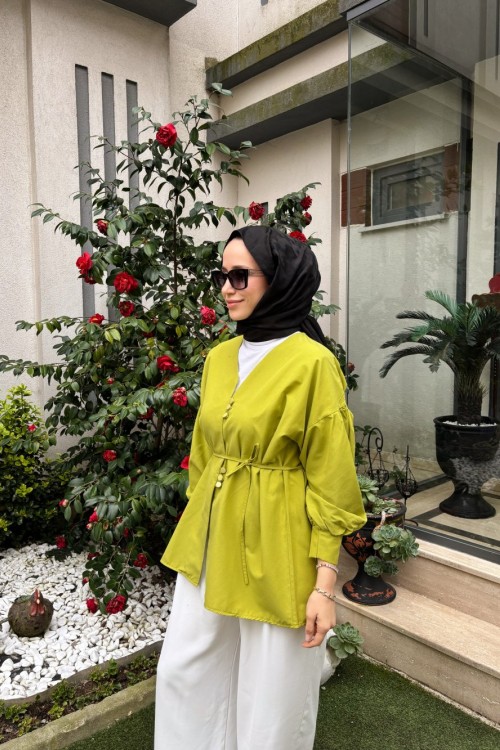 Eliss Düğmeli Gömlek Yağ Yeşili