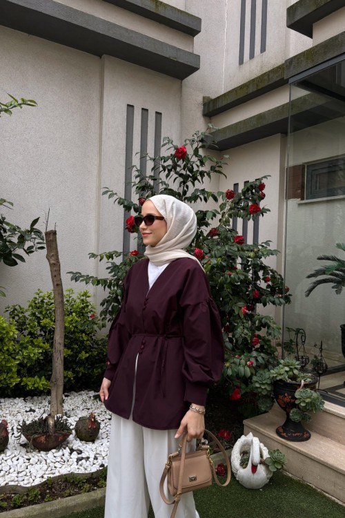 Eliss Düğmeli Gömlek Mürdüm