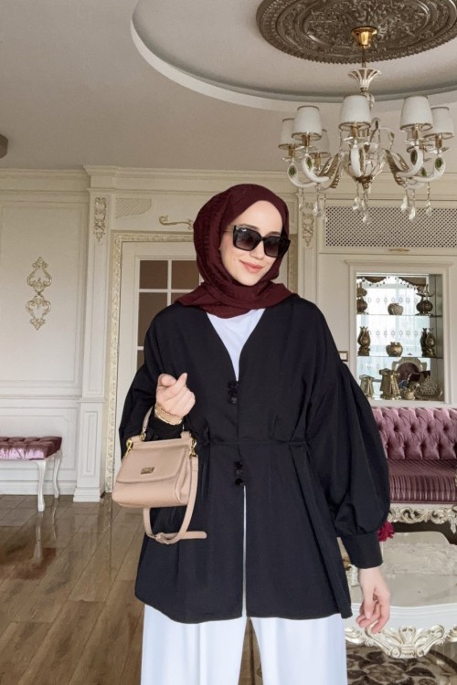 Eliss Düğmeli Gömlek Siyah