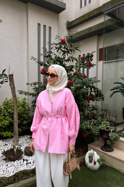 Eliss Düğmeli Gömlek Pembe