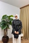Elisse Puantiyeli Kravatlı Bluz Siyah