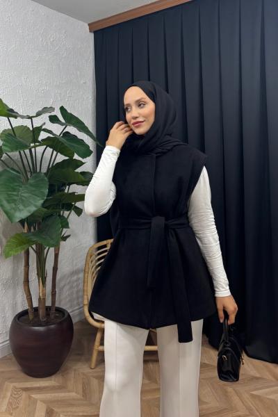 Ellun Kaşe Yelek  Siyah