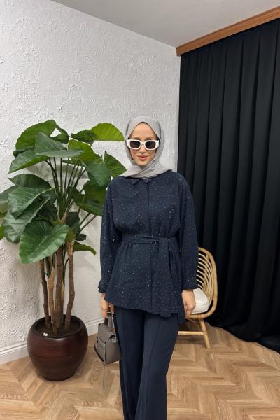 Elva Taşlı Pantolon Pantolon Lacivert