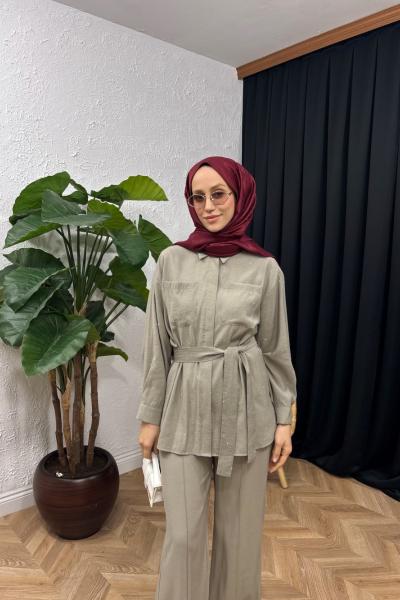 Elva Taşlı Pantolon Pantolon Bej