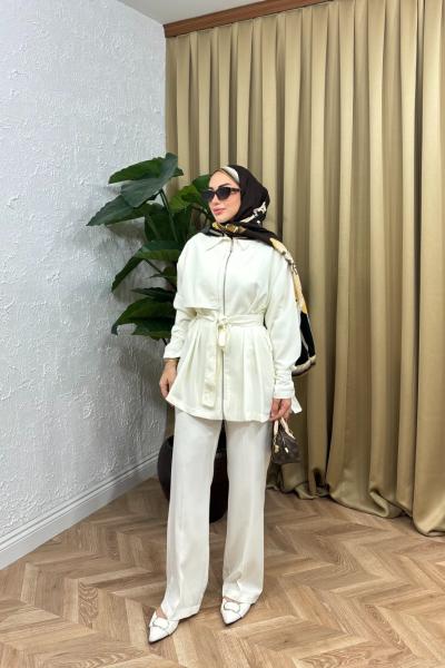 Elyesa Pelerin Takım Ekru