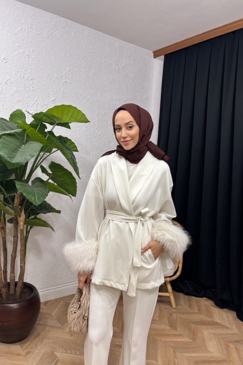 Esly Kürklü Scuba Takım Beyaz