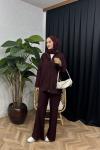 Freja Süs Dikişli Pantolon Takım Bordo