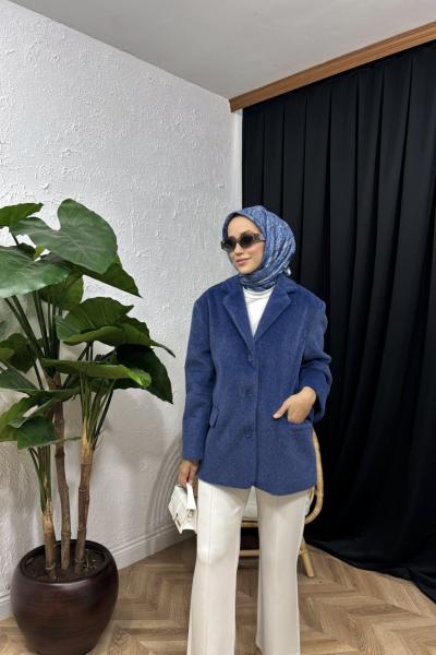 Frost Kaşe Ceket İndigo Mavi