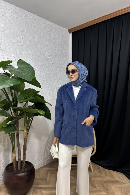 Frost Kaşe Ceket İndigo Mavi