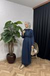 Gina Yaka Detaylı Denim Elbise  Lacivert