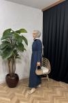 Gina Yaka Detaylı Denim Elbise  Lacivert