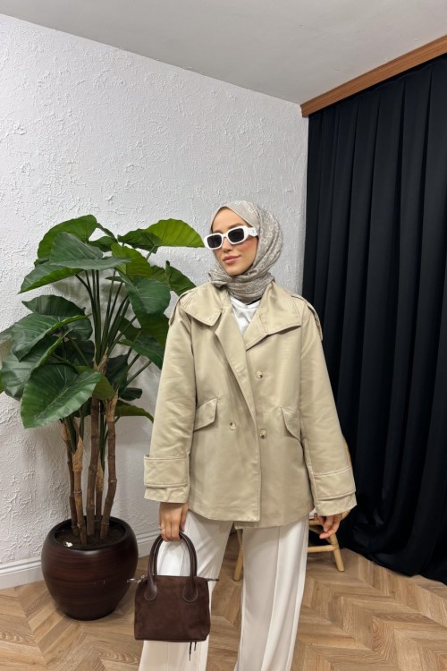 Icona Geniş Yaka Trençkot Ekru