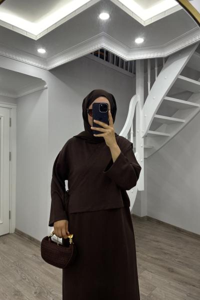 Isolee Anvelop Elbise Kahverengi