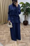 Katlı Fırfır Detaylı Takım Lacivert