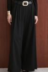 Kemerli Palazzo Pantolon Siyah