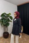 Kemerli Taşlı Ceket Lacivert