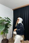 Kimono Bağlamalı Kot Ceket  Lacivert