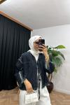 Kimono Bağlamalı Kot Ceket  Lacivert