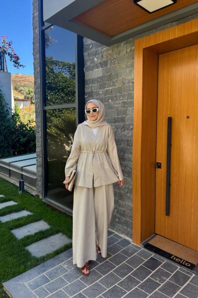 Kimono Keten Takım Naturel