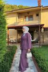 Kimono Keten Takım Mürdüm