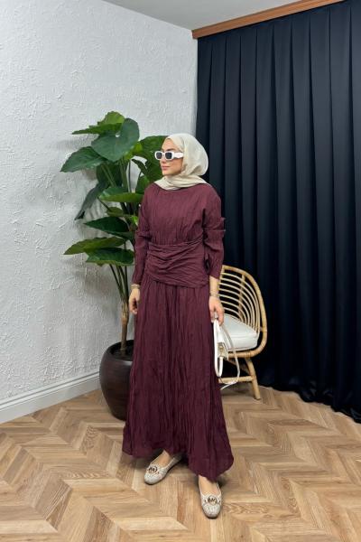 Kraş Astarlı Elbise Bordo