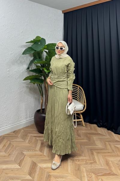 Kraş Astarlı Elbise Yeşil