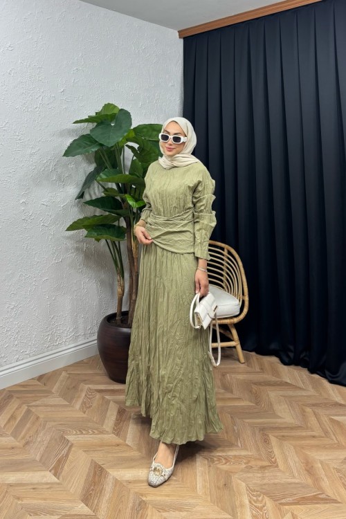 Kraş Astarlı Elbise Yeşil