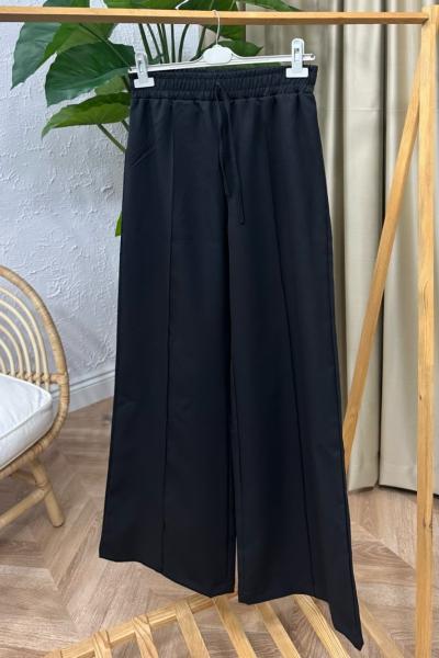 Krep Palazzo Pantolon Siyah