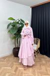 Lalin Fırfırlı Elbise Pembe