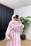 Lalin Fırfırlı Elbise Pembe