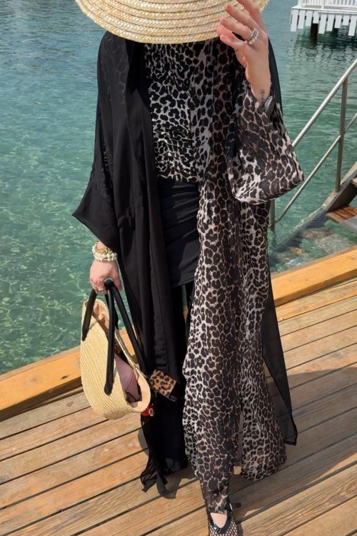 Leopar Tesettür Mayo Takım Leopar