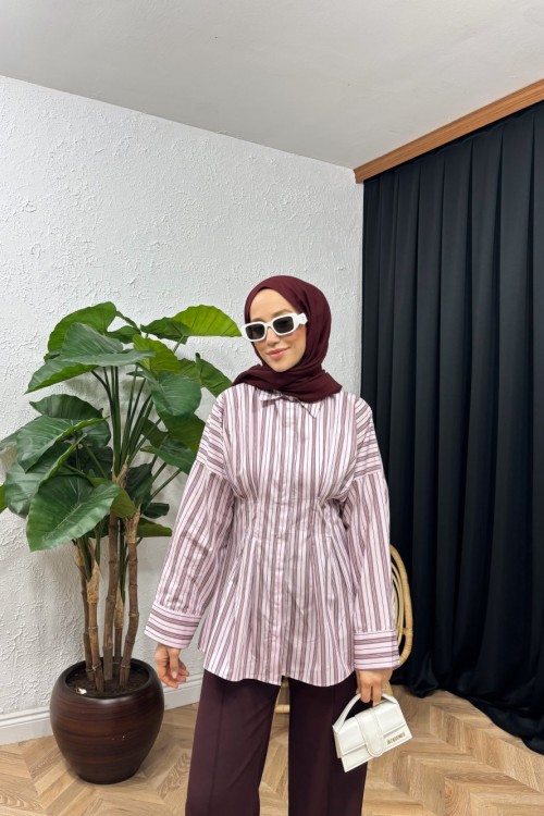 Lili Poplin Gömlek Pembe