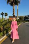Linda Müslin Elbise Pembe