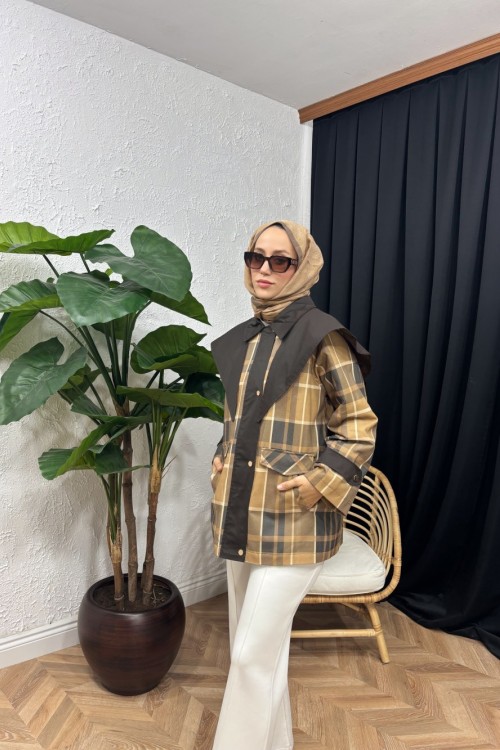 Lizar Desenli Ceket Haki