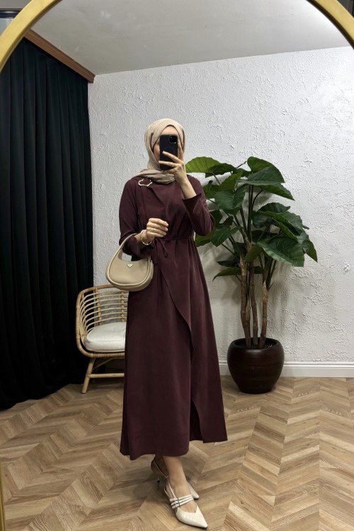 Lola Toka Detaylı Elbise  Bordo